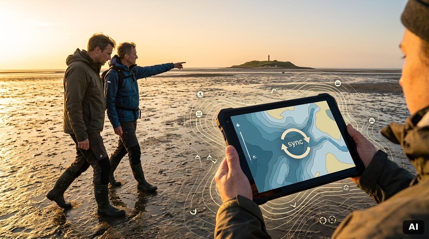 Beitragsbild: Offline Kartendaten Nordsee Watt: Synchronisierung & Navigation